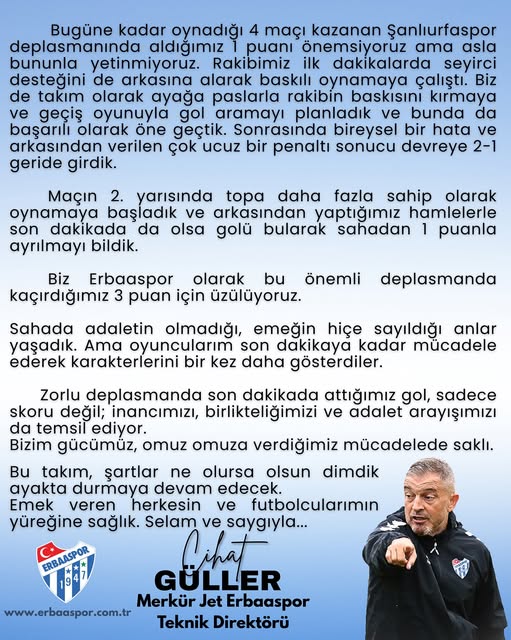 Merkür Jet Erbaaspor Teknik Direktörü Cihat Güler'den Değerlendirme.